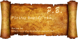 Pirity Boglárka névjegykártya